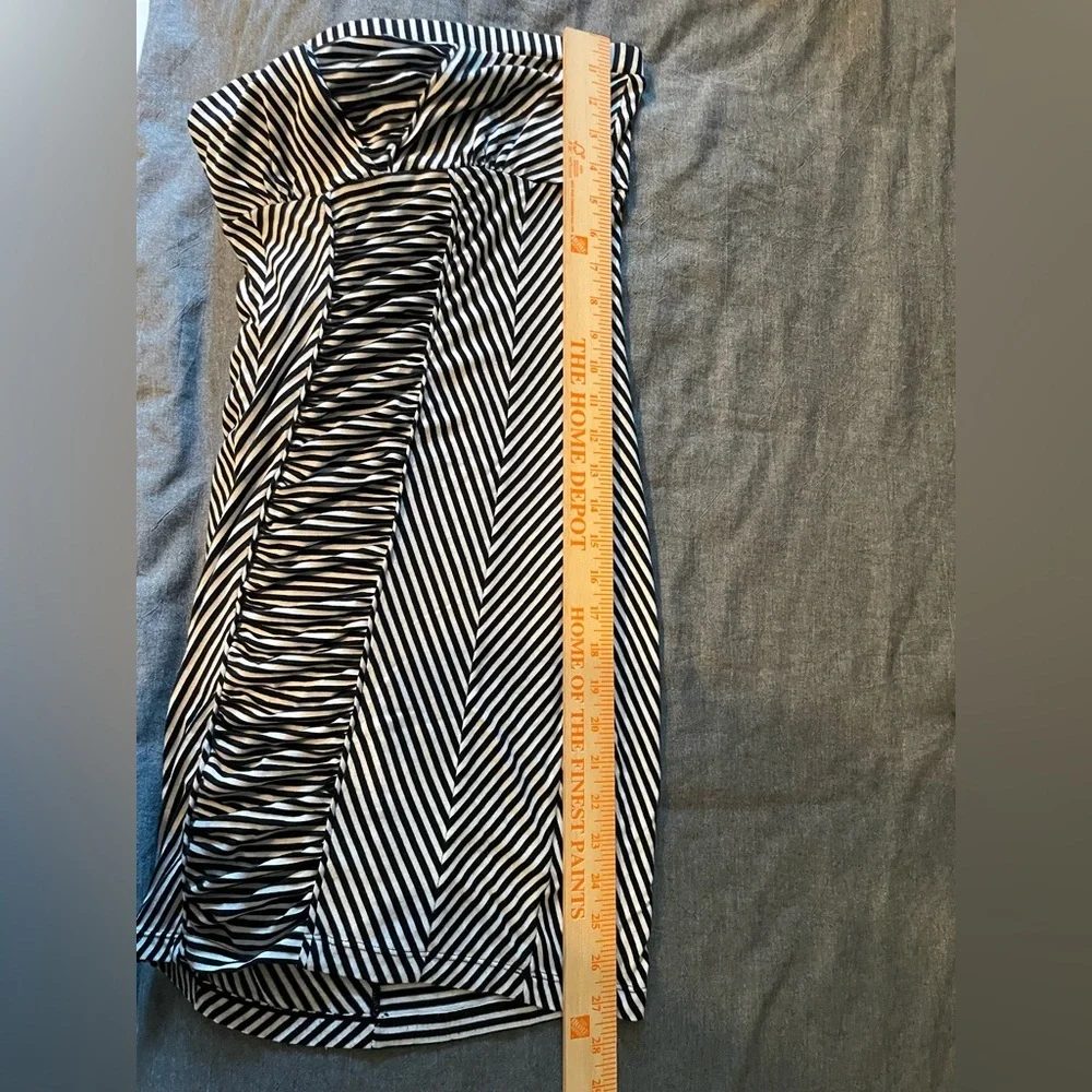 Free People Black and White Striped Tube Dress Ruched Size Small